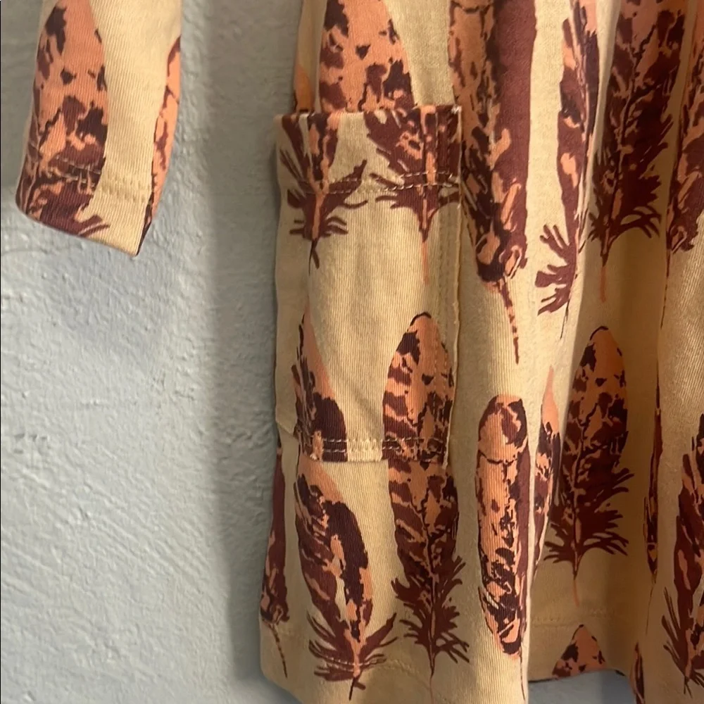 Kate Quinn NWT Feather Print Long Sleeve Dress With Pockets - Picture 4 of 5